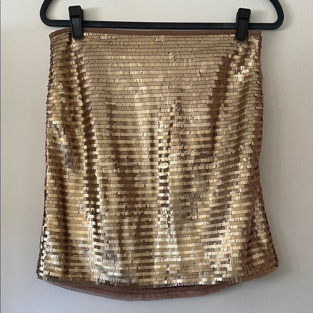 NWT H&M Gold Sequin Mini Skirt Size 12